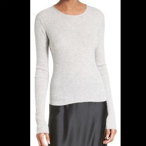 Vince Marled Ribbed 100% Cashmere Sweater in Heather Grey, Size XS